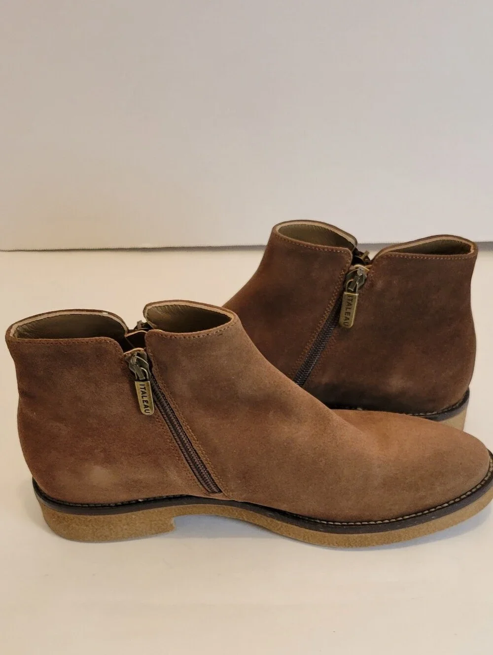 ITALEAU Foliana Waterproof Suede Ankle Boots Velour Nut EU 40.5 US 10 NIB Italy